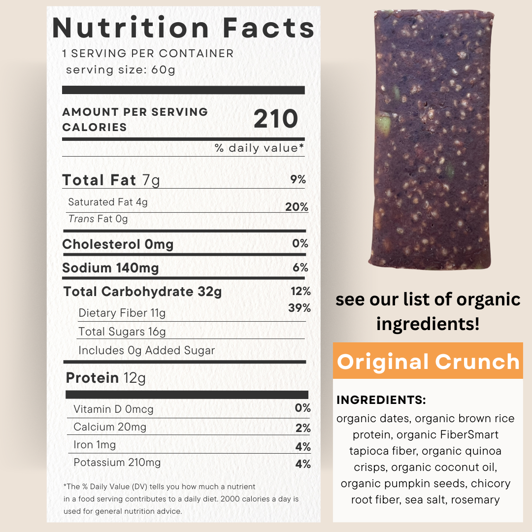 Nutrition Facts for Consider This Original low histamine protein bar